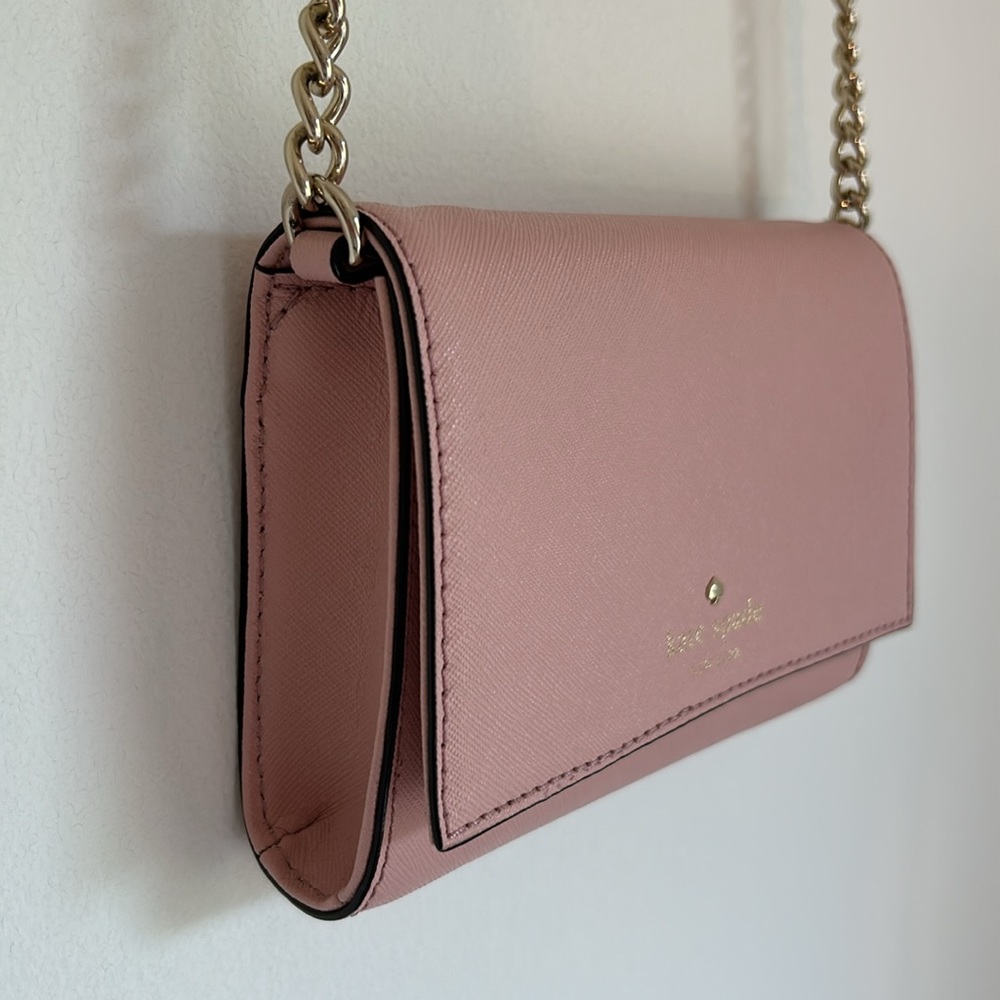 Kate Spade Light Pink Purse Small Gold Chain and Leather Strap - Picture 3 of 16